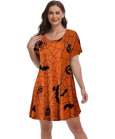 Womens Summer Casual T Shirt Dresses Short Sleeve Swing Tunic Dress Flower58_halloween $14.24 Dresses