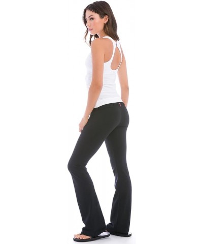 Women's Ottoman Stripe Rolldown Bootleg Flare Pant Style TT12 Black $13.63 Activewear