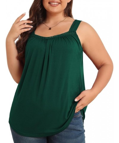 Plus Size Tank Tops for Women - Summer Womens Tops Plus Size, Lace Detail, Loose Fit, Sleeveless Women's Tanks Dark Green $11...