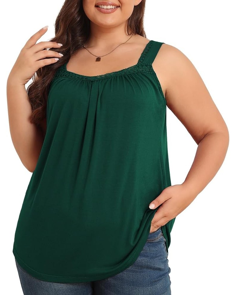 Plus Size Tank Tops for Women - Summer Womens Tops Plus Size, Lace Detail, Loose Fit, Sleeveless Women's Tanks Dark Green $11...