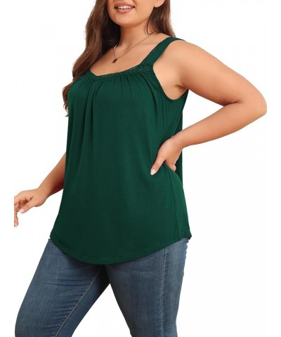 Plus Size Tank Tops for Women - Summer Womens Tops Plus Size, Lace Detail, Loose Fit, Sleeveless Women's Tanks Dark Green $11...