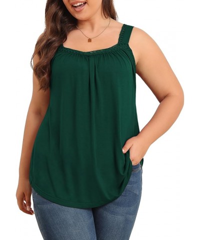 Plus Size Tank Tops for Women - Summer Womens Tops Plus Size, Lace Detail, Loose Fit, Sleeveless Women's Tanks Dark Green $11...