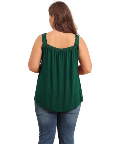 Plus Size Tank Tops for Women - Summer Womens Tops Plus Size, Lace Detail, Loose Fit, Sleeveless Women's Tanks Dark Green $11...