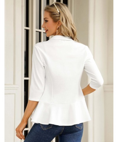 Womens Casual Blazer 3/4 Sleeve Open Front Ruffle Work Office Cardigan Suit Jacket White S $18.54 Blazers