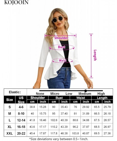 Womens Casual Blazer 3/4 Sleeve Open Front Ruffle Work Office Cardigan Suit Jacket White S $18.54 Blazers