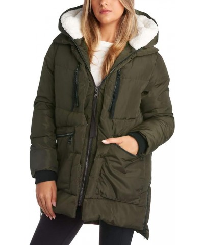 Women's Puffer Parka Jacket Olive Green $27.30 Jackets