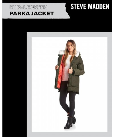 Women's Puffer Parka Jacket Olive Green $27.30 Jackets