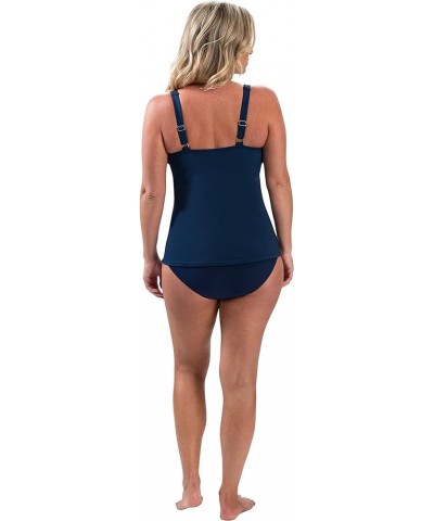 Aquashape Women's Swimwear Wrap Tankini Top Swimsuit Navy $32.54 Swimsuits