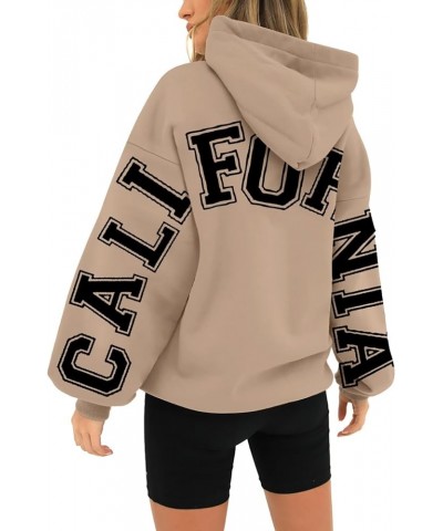 California Hoodies Sweatshirt for Women Long Sleeved Oversized Streetwear Printed Hoodie With Pockets Y2K Khaki $10.99 Hoodie...