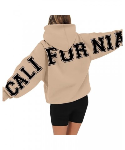 California Hoodies Sweatshirt for Women Long Sleeved Oversized Streetwear Printed Hoodie With Pockets Y2K Khaki $10.99 Hoodie...