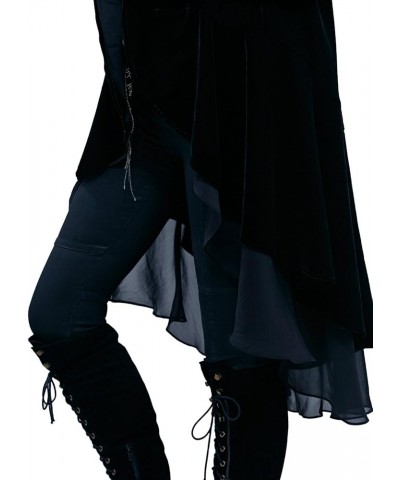 Women's Long Sleeve Velvet Cardigan Coat with Asymmetric Chiffon Hem Black $17.94 Sweaters