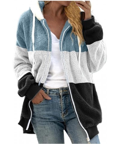 Womens Long Coat Sherpa Jacket for Women Winter Long Sleeve Full Zip Hoodies Oversized Fuzzy Fleece Teddy Coats 05-light Blue...