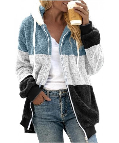 Womens Long Coat Sherpa Jacket for Women Winter Long Sleeve Full Zip Hoodies Oversized Fuzzy Fleece Teddy Coats 05-light Blue...