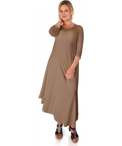 DFF Shop Women's 3/4 Sleeve Rounded Hem Mid-Length Maxi Dress (Size: S-5X) Coco $19.87 Dresses