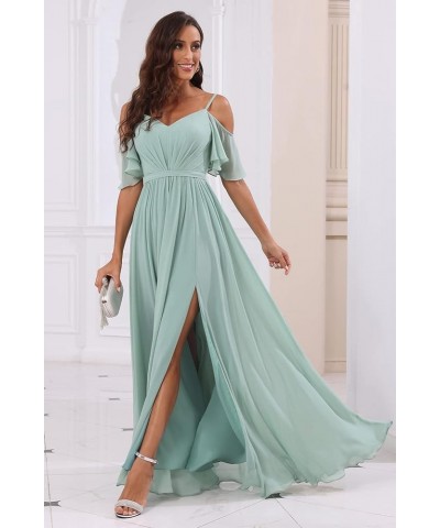 Off The Shoulder Chiffon Bridesmaid Dress with Split A Line Pleats Bridesmaid Dress Long for Women RS047 Dusty Sage $32.47 Dr...