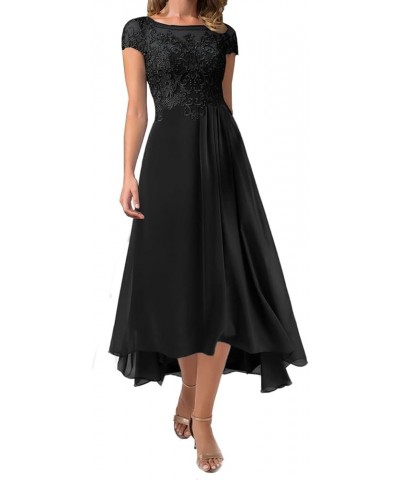 Mother of The Bride Dresses for Wedding Lace Appliques Formal Dresses Tea Length Mother of Groom Dresses with Sleeves Black $...