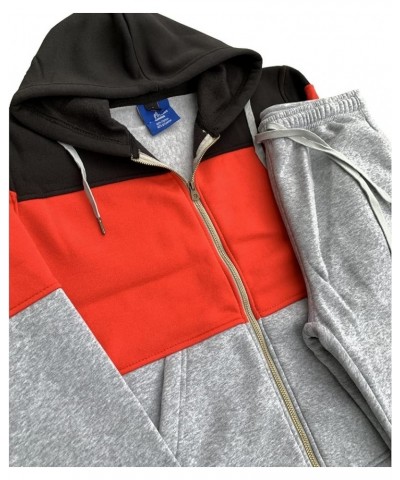 Women's ColorBlock Fleece SweatJacket and Jogger Sweatpants 2-Piece Fleece Suit Grey-red-black $20.25 Activewear