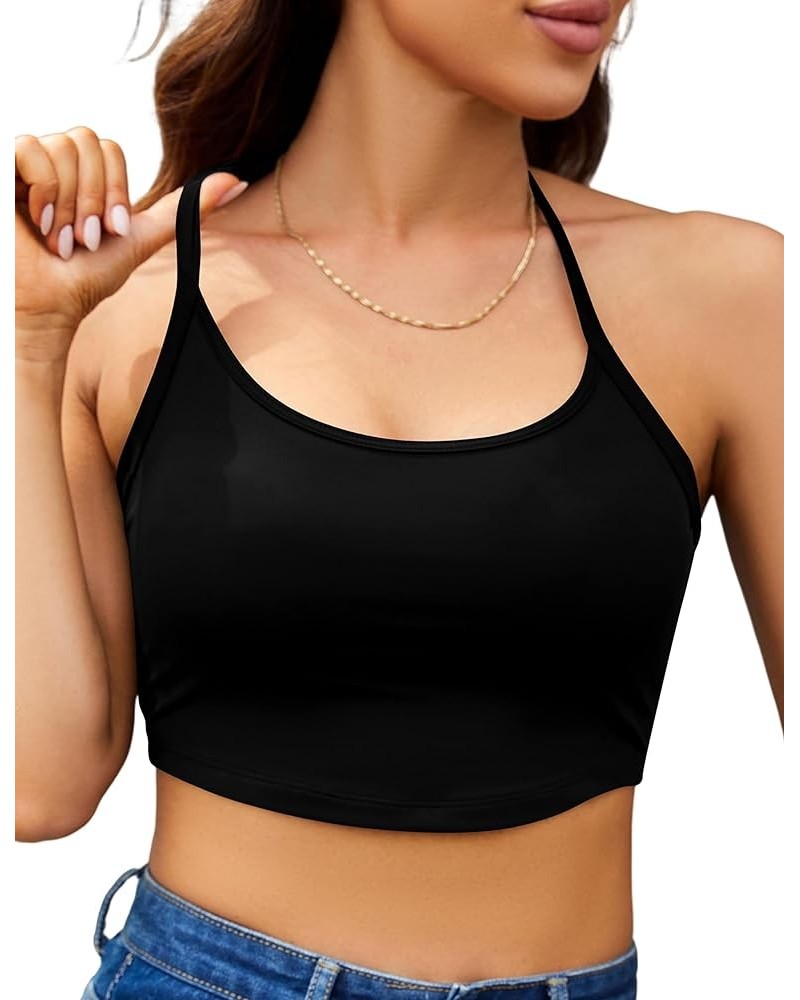 Women's Tie Backless Halter Crop Tops Summer Casual Sexy Sleeveless Corset Tank Top Dating Night Going Out for Teen Girls Bla...