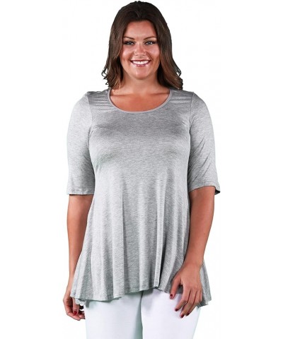 Women Elbow Length Sleeve Solid Color Swing Flared Tunic Top - Multiple Sizes and Color Heather $15.17 Tops