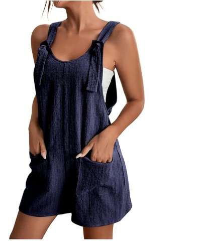 Womens Summer Short Jumpsuits Adjustable Strap Casual Rompers with Pockets Loose Fit Comfy Trendy Overalls 2023 15 Dark Blue ...