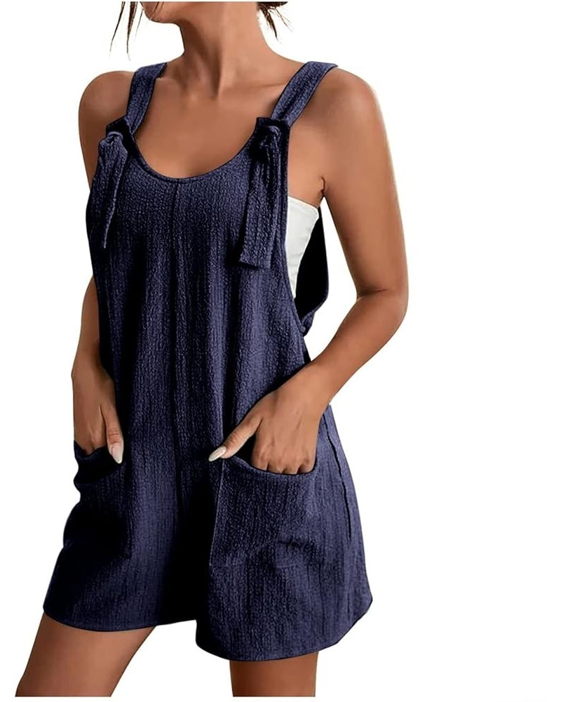 Womens Summer Short Jumpsuits Adjustable Strap Casual Rompers with Pockets Loose Fit Comfy Trendy Overalls 2023 15 Dark Blue ...