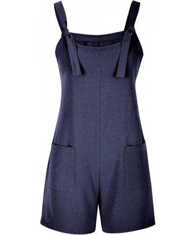 Womens Summer Short Jumpsuits Adjustable Strap Casual Rompers with Pockets Loose Fit Comfy Trendy Overalls 2023 15 Dark Blue ...