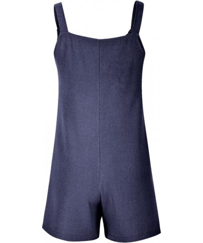 Womens Summer Short Jumpsuits Adjustable Strap Casual Rompers with Pockets Loose Fit Comfy Trendy Overalls 2023 15 Dark Blue ...