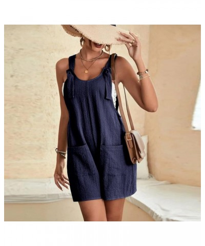 Womens Summer Short Jumpsuits Adjustable Strap Casual Rompers with Pockets Loose Fit Comfy Trendy Overalls 2023 15 Dark Blue ...