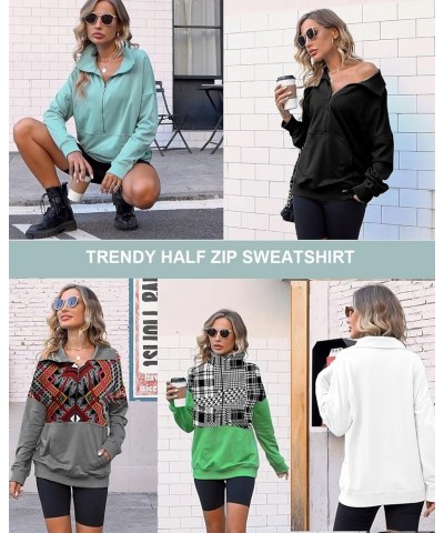 Half Zip up Sweatshirt Women Cute Hoodies Lapel Pullover Long Sleeve Trendy Warm Top D-olive Green $12.79 Hoodies & Sweatshirts