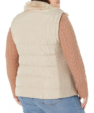 Women's Plus Quilted Vest with Fur Collar Latte $26.07 Vests