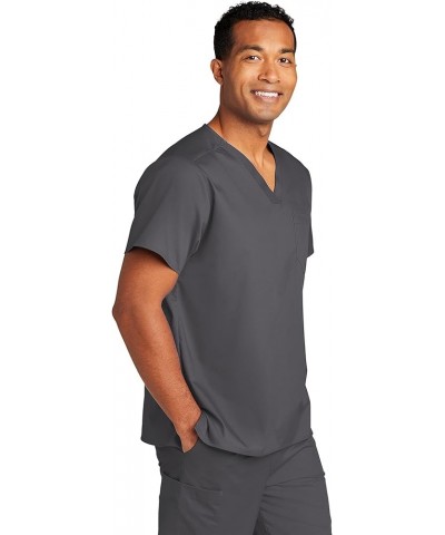 Custom Embroidered Unisex Medical V-Neck Top - Add Your Name or Text - Short Sleeve Chest Pocket Tshirts Pewter $23.17 T-Shirts