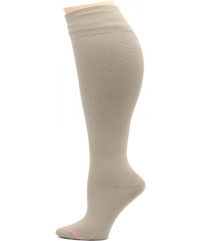 4 Pairs Women's Plus Size Wide Calf Compression Knee High Socks Graduated Support Solid Beige $26.09 Activewear