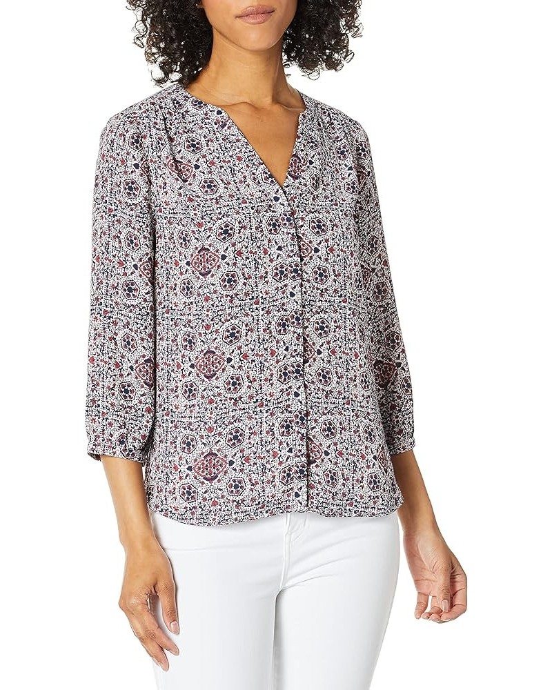 Women's 3/4 Sleeve Pintuck Blouse Full Bloom Mosaic Pink Dusk $30.49 Blouses