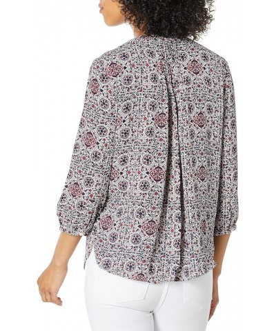 Women's 3/4 Sleeve Pintuck Blouse Full Bloom Mosaic Pink Dusk $30.49 Blouses