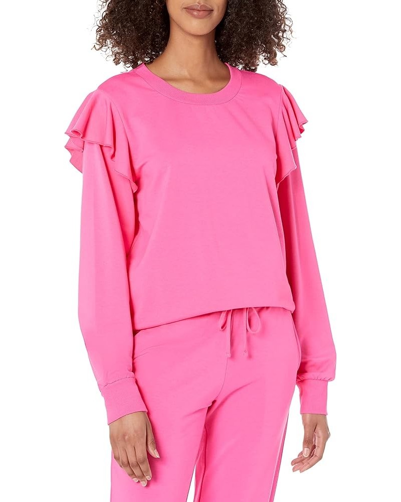 Women's Plus Size Ruby Ruffle-Shoulder Supersoft Stretch Sweatshirt Rose Pink $16.99 Hoodies & Sweatshirts