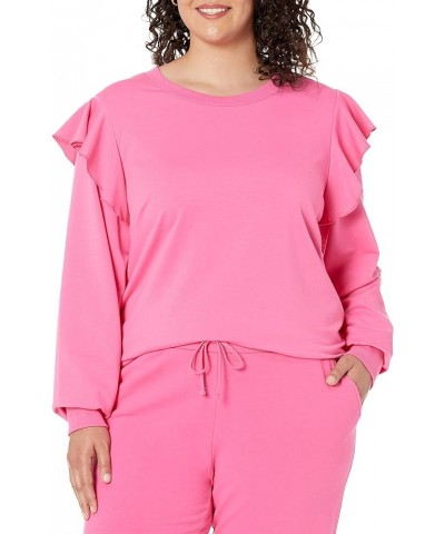 Women's Plus Size Ruby Ruffle-Shoulder Supersoft Stretch Sweatshirt Rose Pink $16.99 Hoodies & Sweatshirts