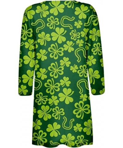 St Patricks Day Cardigan for Women,Long Sleeve Shamrock Print Cardigan Round Neck Fashion Outfit Plus Size Slim Fit Cardigans...