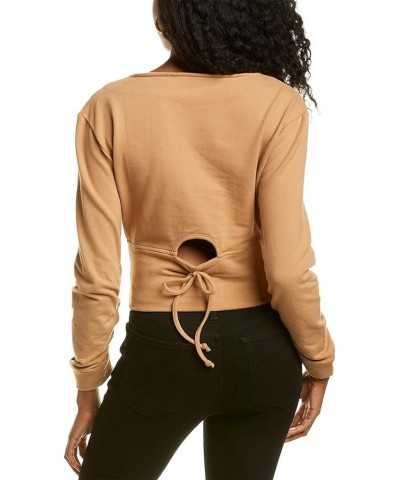 Women's Pearl Embellished Sweatshirt with Back Cut-Out Chai $20.18 Activewear