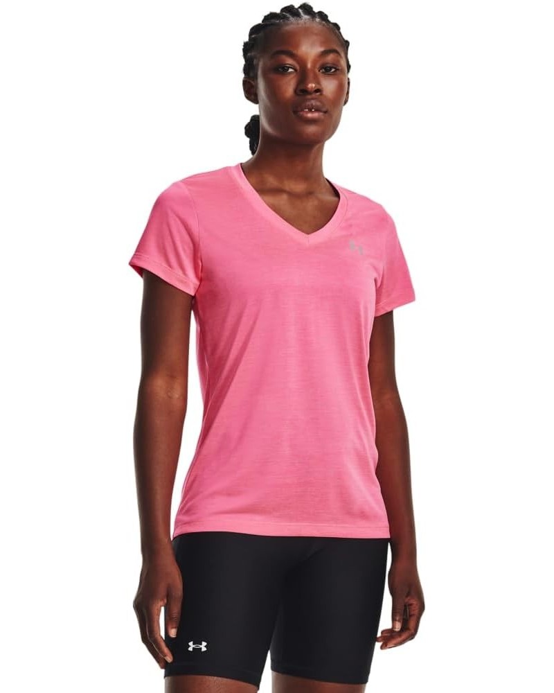 Women's UA Twist Tech™ V-Neck (643) Pink Punk / White / Metallic Silver $12.24 Activewear