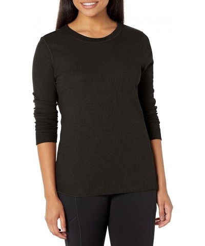 Women's Micro Waffle Premium Thermal Underwear Tee Shirt Black $11.12 Underwear