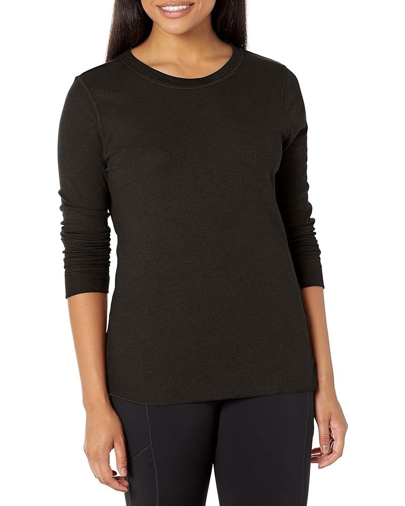 Women's Micro Waffle Premium Thermal Underwear Tee Shirt Black $11.12 Underwear