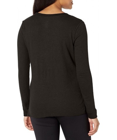 Women's Micro Waffle Premium Thermal Underwear Tee Shirt Black $11.12 Underwear