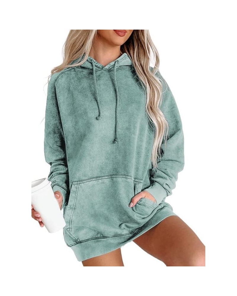 Women's Casual Hoodies Long Sleeve Solid Lightweight Pullover Tops Loose Sweatshirt with Pocket B Green $21.59 Hoodies & Swea...