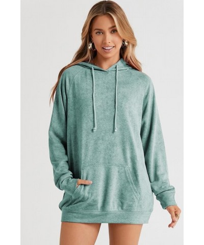 Women's Casual Hoodies Long Sleeve Solid Lightweight Pullover Tops Loose Sweatshirt with Pocket B Green $21.59 Hoodies & Swea...