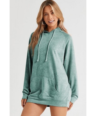 Women's Casual Hoodies Long Sleeve Solid Lightweight Pullover Tops Loose Sweatshirt with Pocket B Green $21.59 Hoodies & Swea...