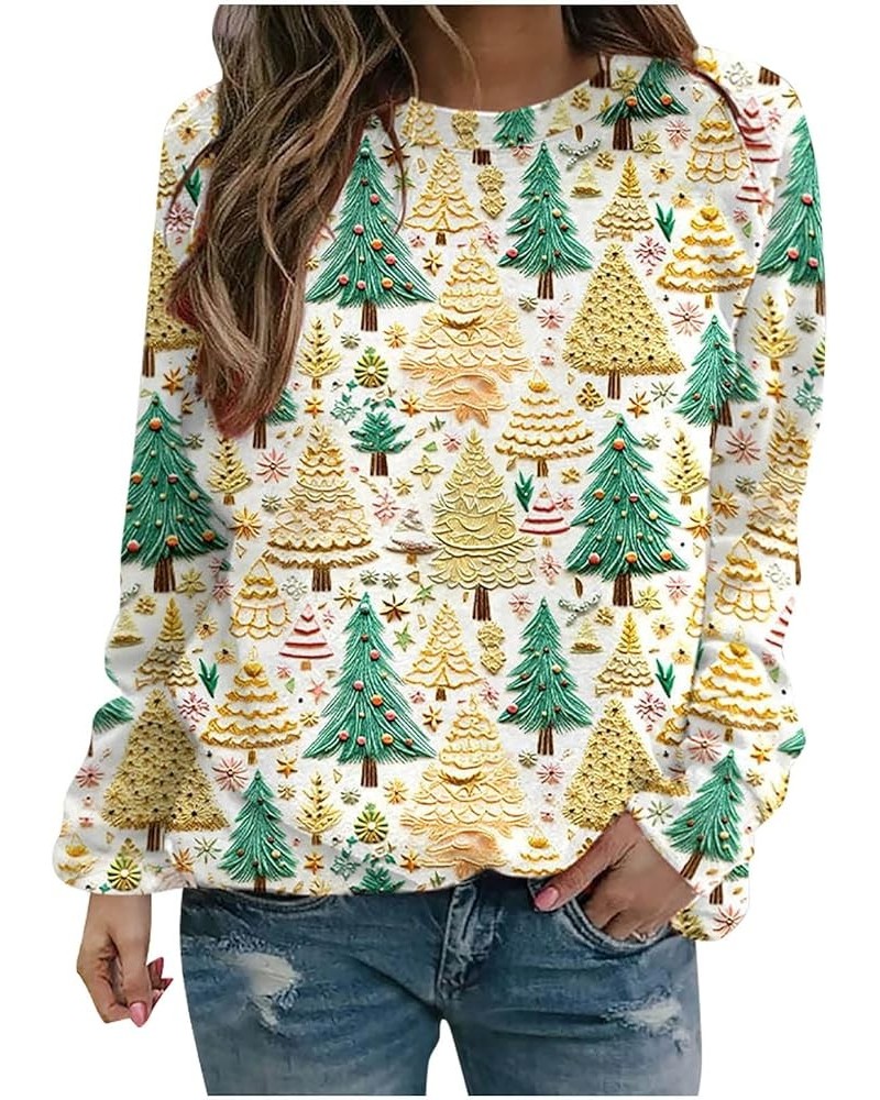 Women Ugly Christmas Sweatshirts 3D Digital Print Novelty Pullover Tops Funny Santa Xmas Tree Graphic Holiday Outfits 023 Bei...