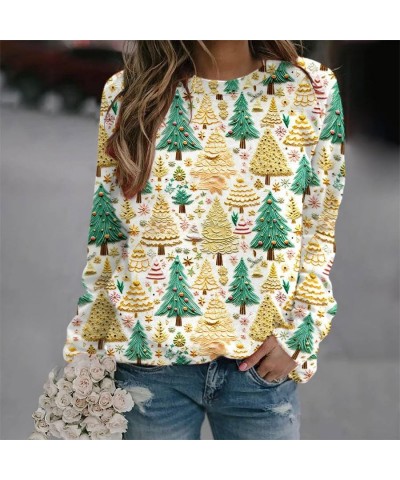 Women Ugly Christmas Sweatshirts 3D Digital Print Novelty Pullover Tops Funny Santa Xmas Tree Graphic Holiday Outfits 023 Bei...