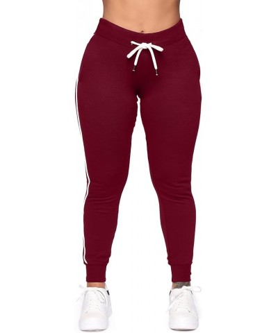 Women L-5X Plus Size High Waisted Sweatpants Drawstring Jogger Pants Tapered Athletic Workout Yoga Lounge Pants C03 Burgundy ...