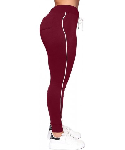 Women L-5X Plus Size High Waisted Sweatpants Drawstring Jogger Pants Tapered Athletic Workout Yoga Lounge Pants C03 Burgundy ...