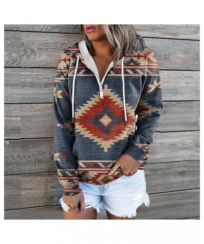 Women's Western Aztec Ethnic Style Hooded Sweatshirts Casual Folk Pullover Long Sleeve Pocket Hoodies 03 Navy $10.72 Hoodies ...